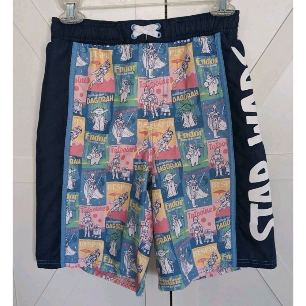 Star Wars Boys Swim Trunks 11/12 Yoda Vader Endor Board Shorts